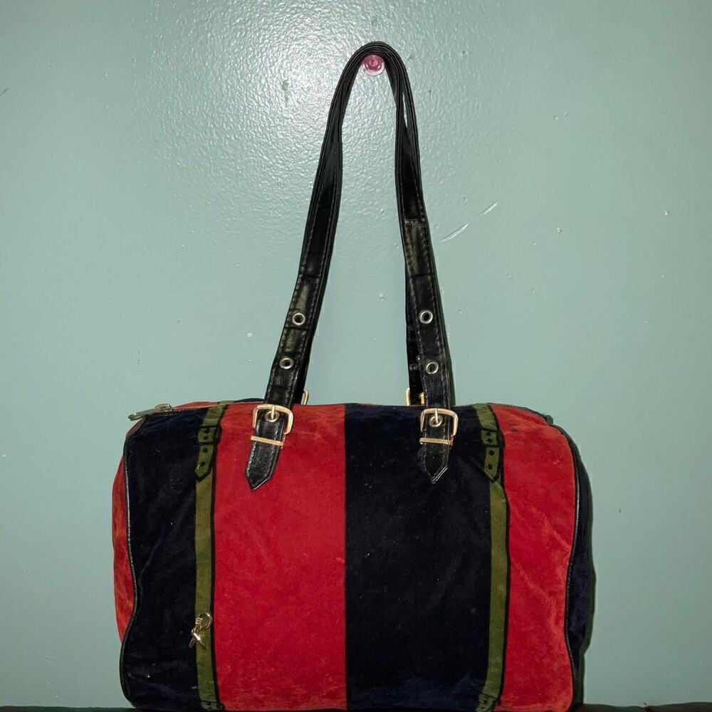 Vintage Roberta di Camerino Velour Trompe L'oeil Duffle Boston Bag - Picture 8 of 14